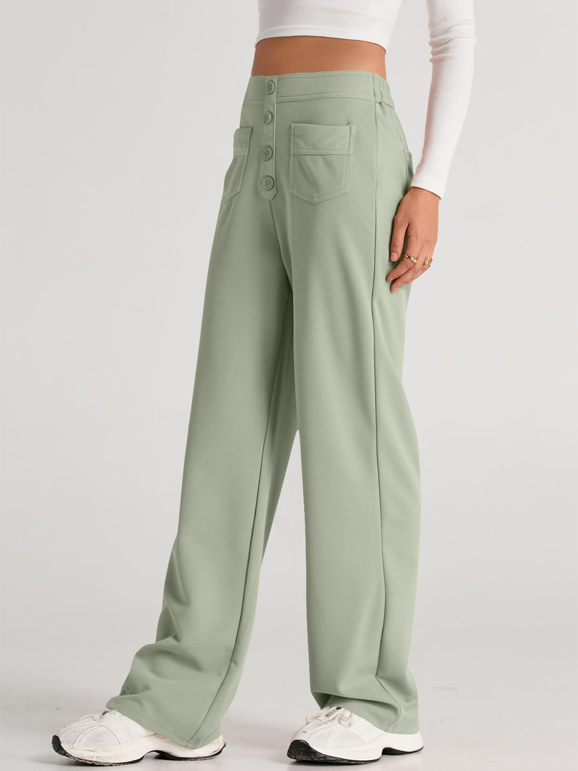 Errand Mom Wide Leg Pants- 8 Colors ( Black, Grey, White, Camel, Khaki, Caramel, Army Green, Gum Leaf)