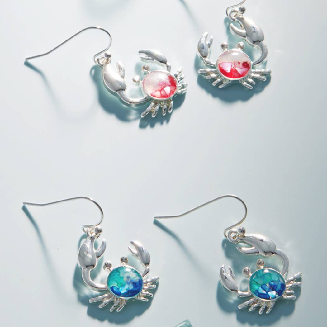 Crab Earring- Ocean Blue