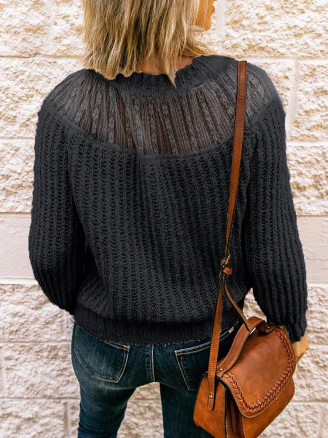 Round Neck Rib-Knit Sweater- 3 Colors (White, Black, Cream)