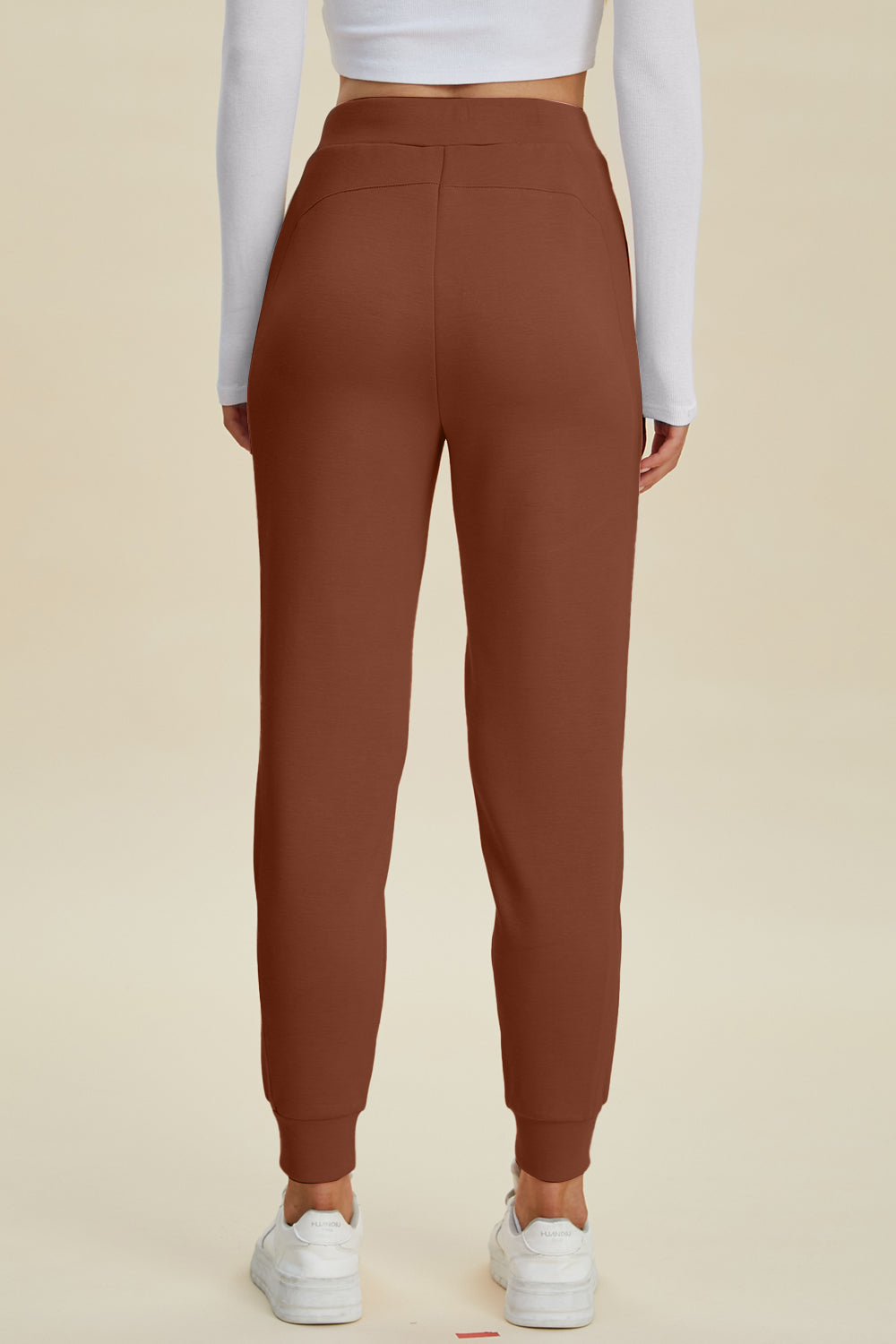 Air Scuba Drawstring High Waist Joggers- 4 Colors (Black, Caramel, Coral, Teal)