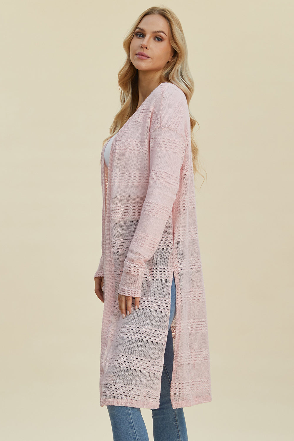 Open Front Longline Cardigan- 4 Colors (Multicolor, Blush, Black, White)