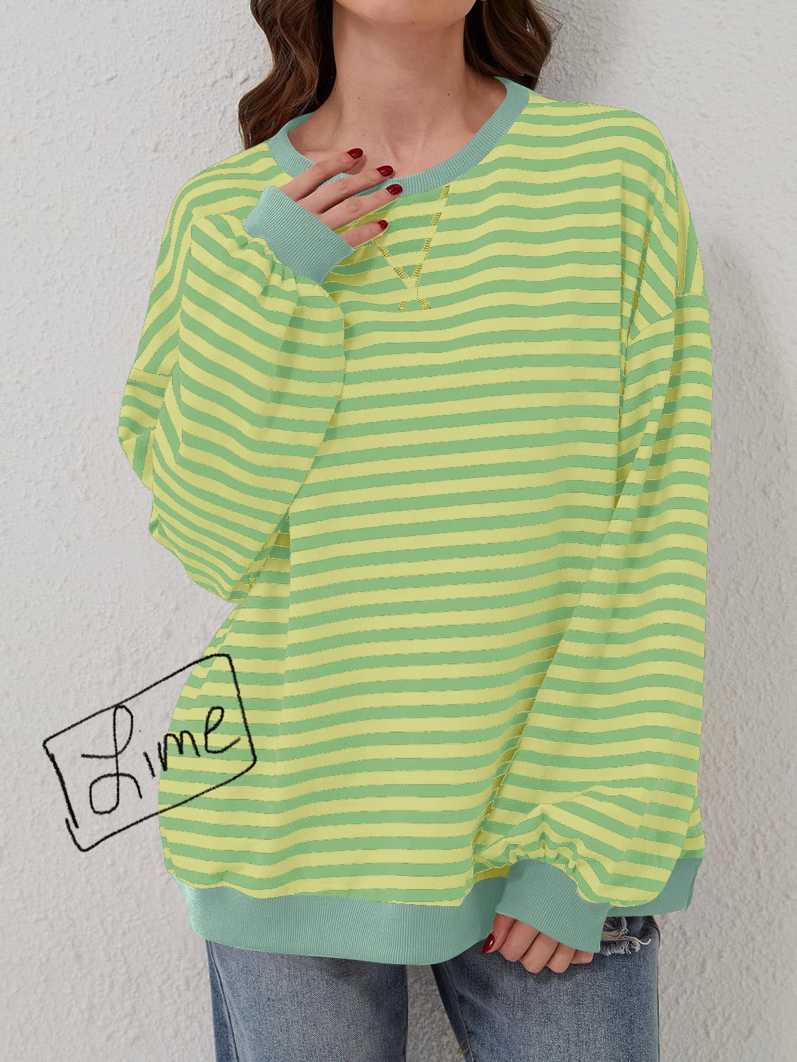 12 Colors- Lovelet Striped Sweatshirt