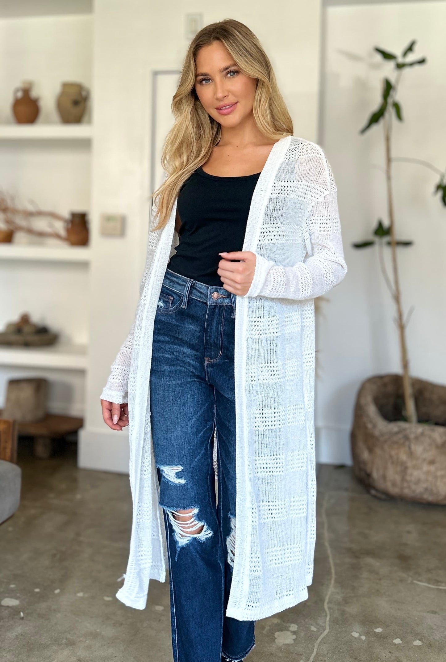Open Front Longline Cardigan- 4 Colors (Multicolor, Blush, Black, White)