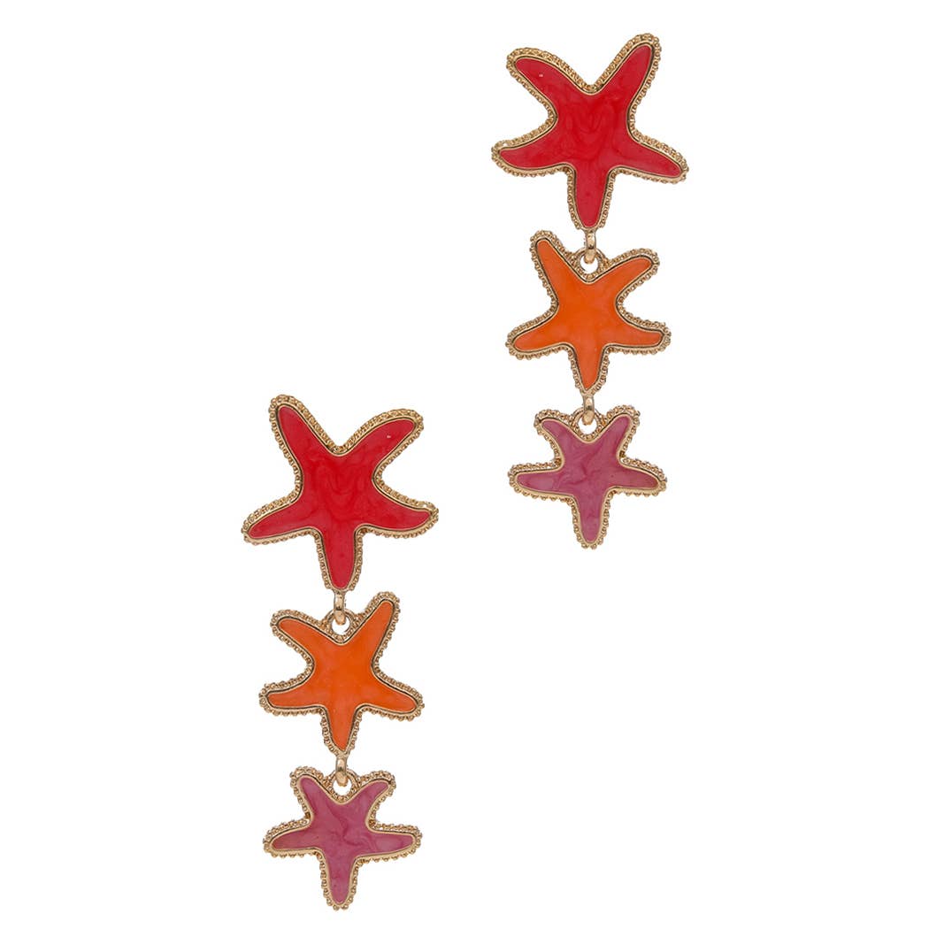 Starfish Earrings - Coral/ Red/ Pink