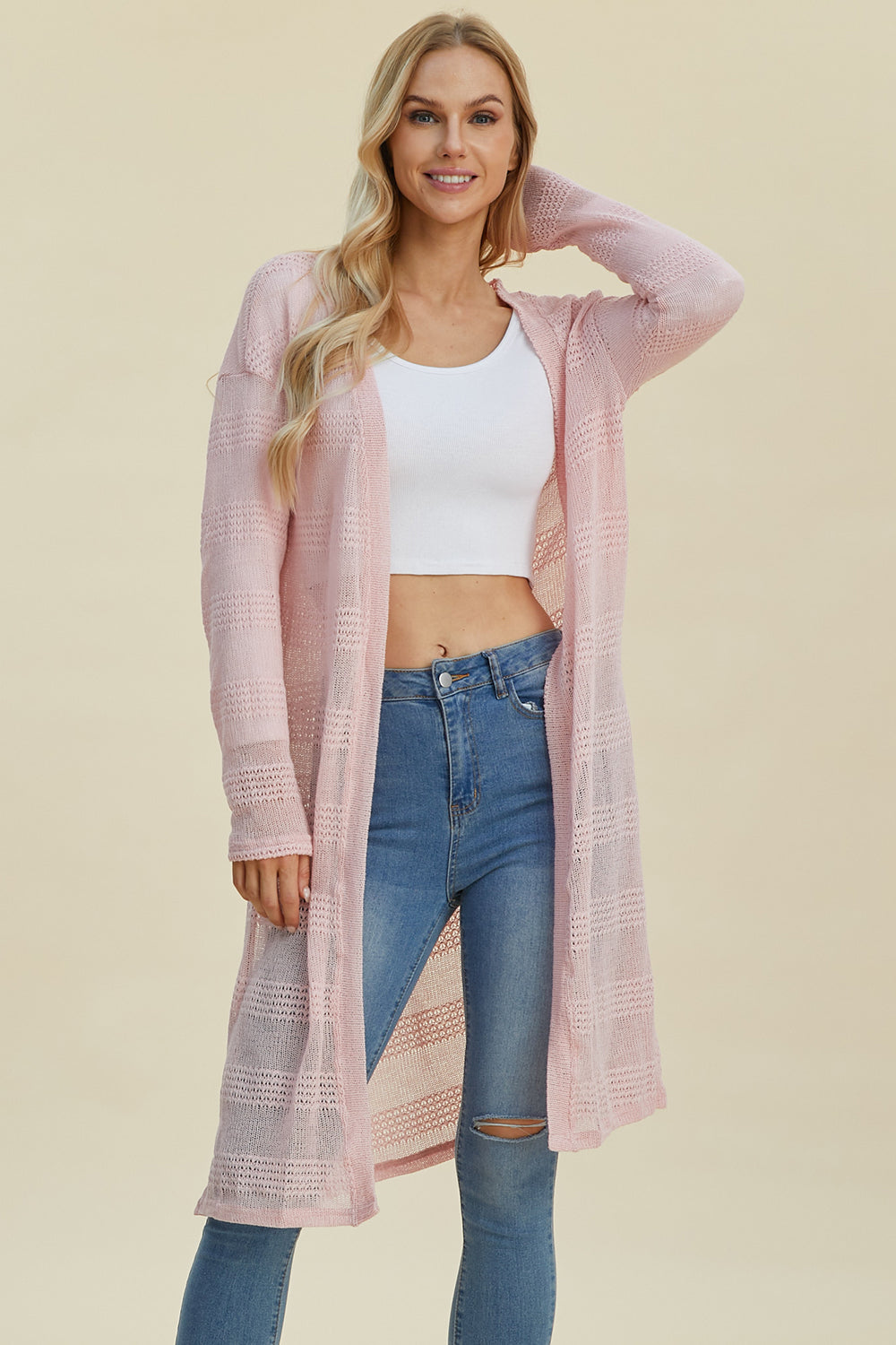 Open Front Longline Cardigan- 4 Colors (Multicolor, Blush, Black, White)