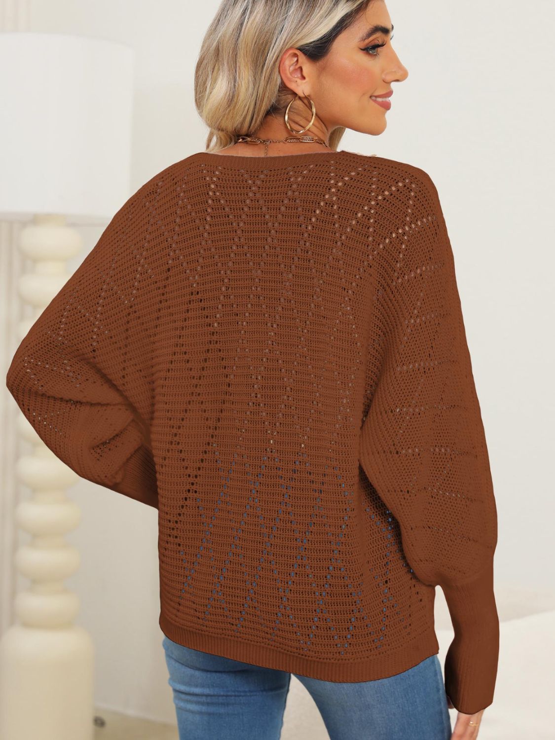 Lace Detail V-Neck Sweater- 3 Colors (Black, Brown, White)