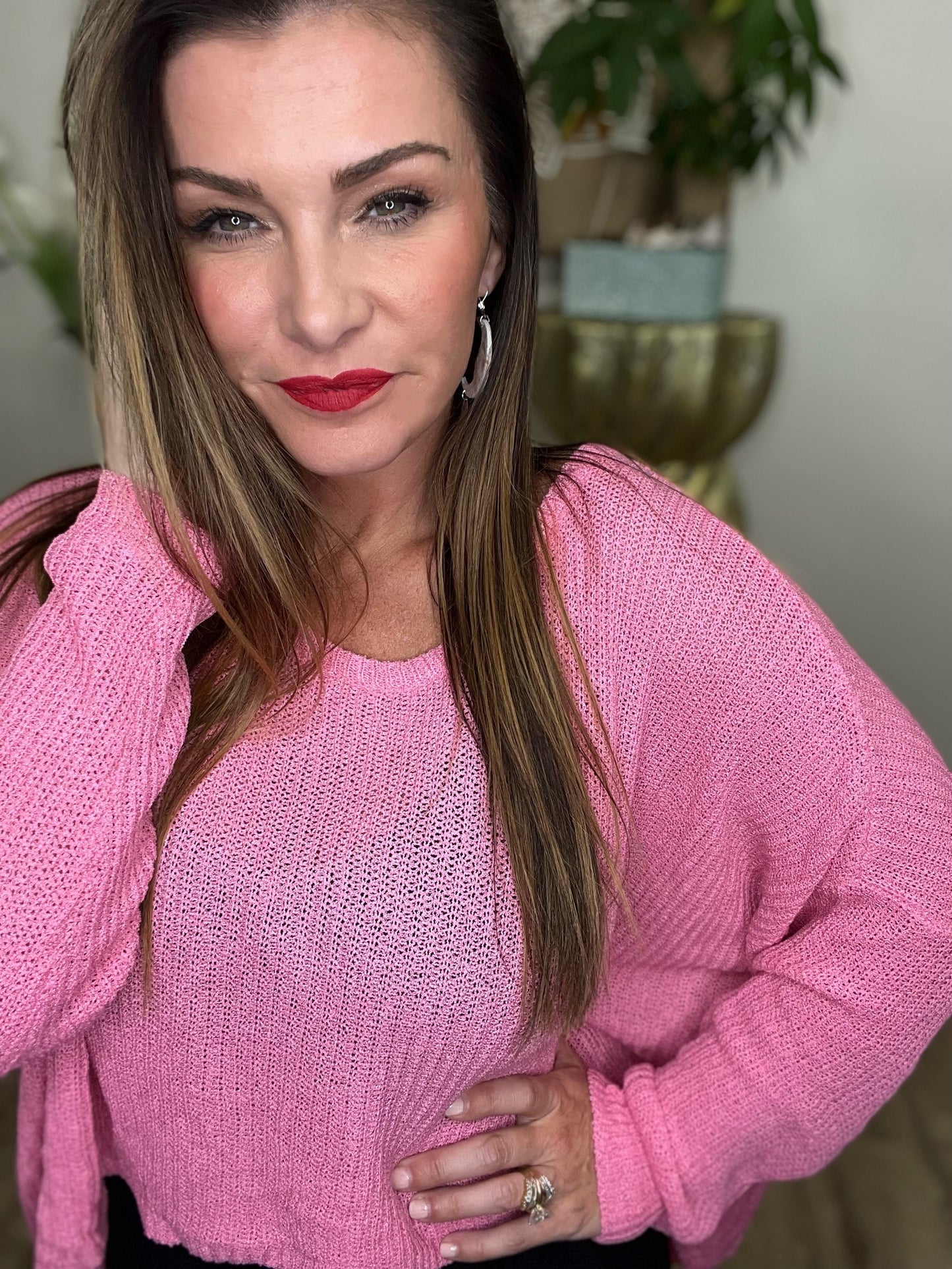 High-Low Honey Sweater- 3 Colors (Mocha, Moss, Strawberry)