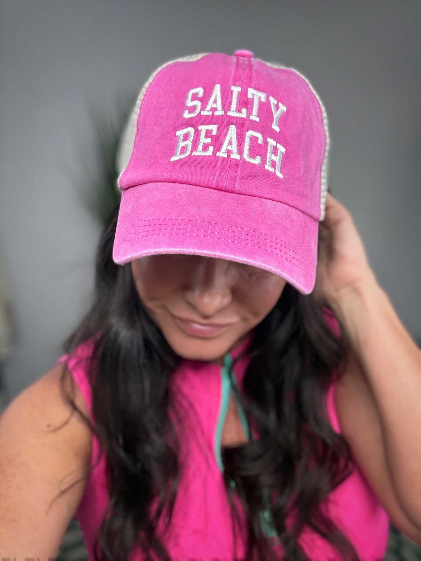 SALTY BEACH Baseball Cap- HOT PINK capm2698