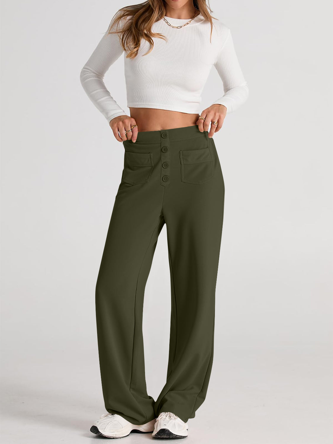 Errand Mom Wide Leg Pants- 8 Colors ( Black, Grey, White, Camel, Khaki, Caramel, Army Green, Gum Leaf)