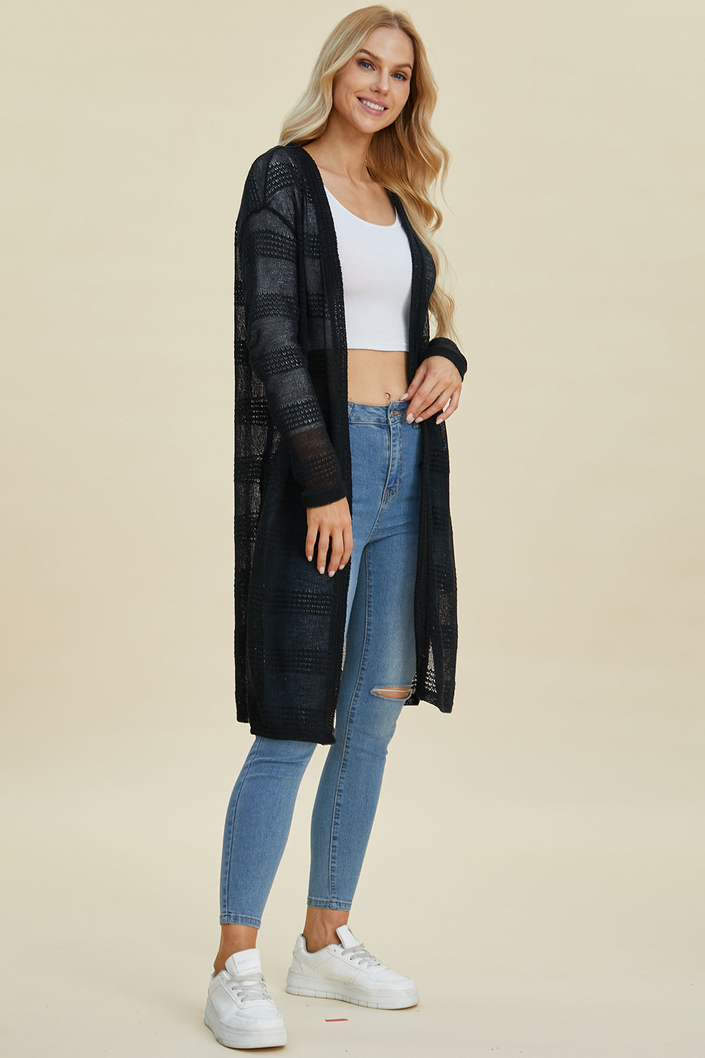 Open Front Longline Cardigan- 4 Colors (Multicolor, Blush, Black, White)