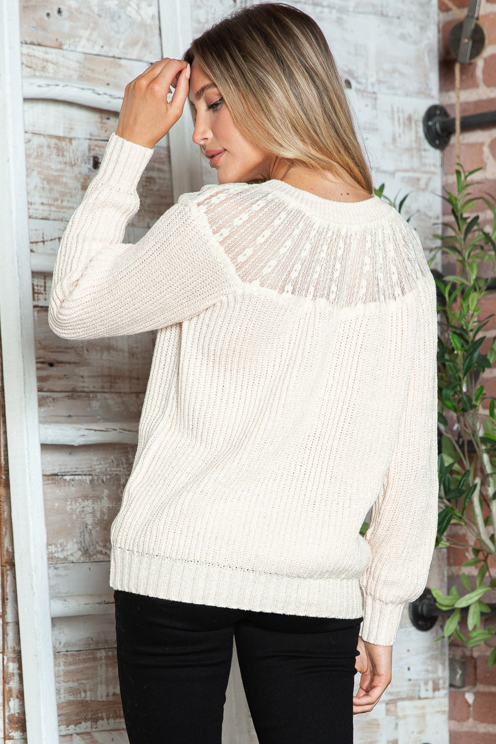 Round Neck Rib-Knit Sweater- 3 Colors (White, Black, Cream)