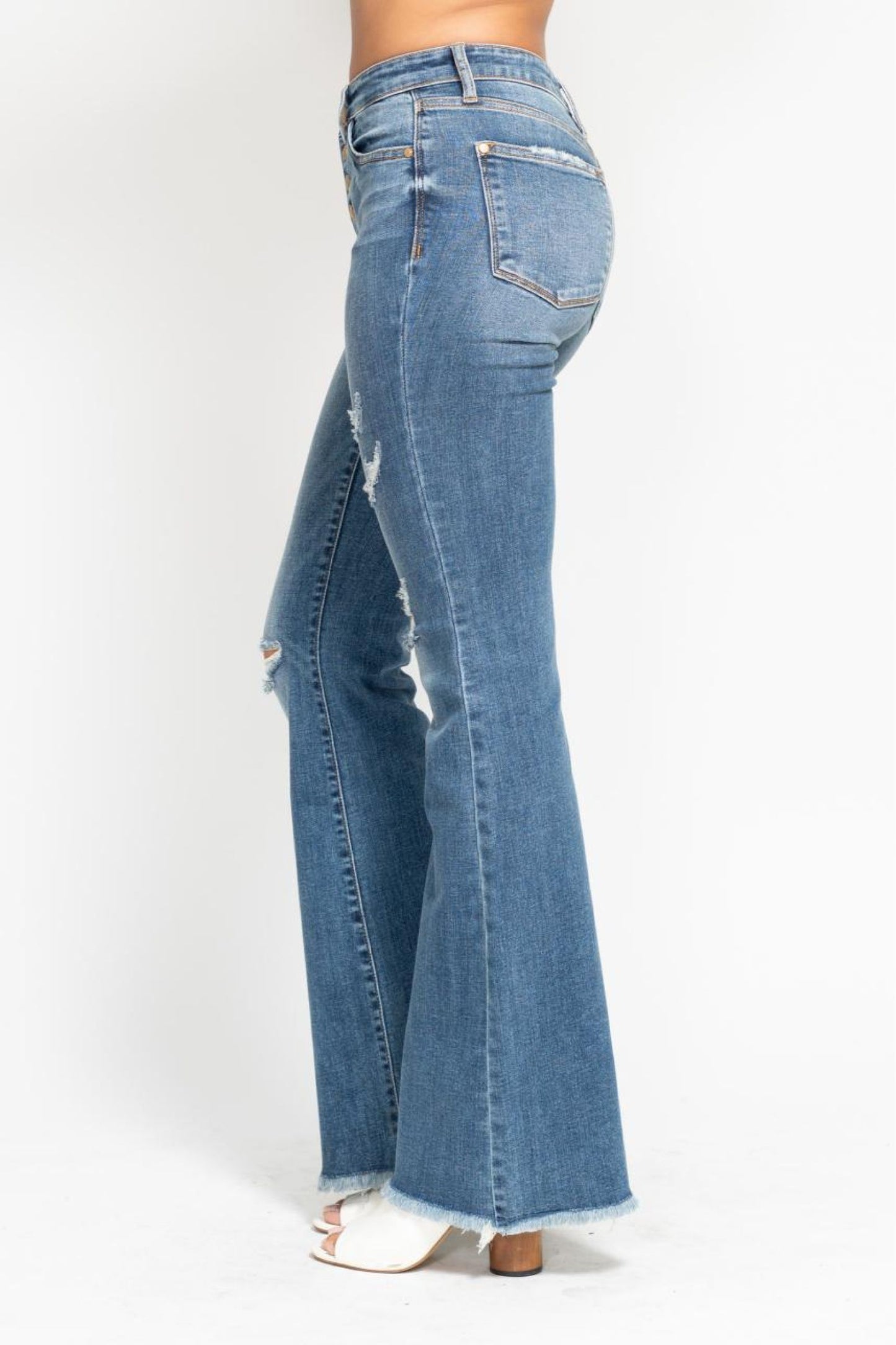 The Gursky- Judy Blue Button Fly Bootcut Jeans