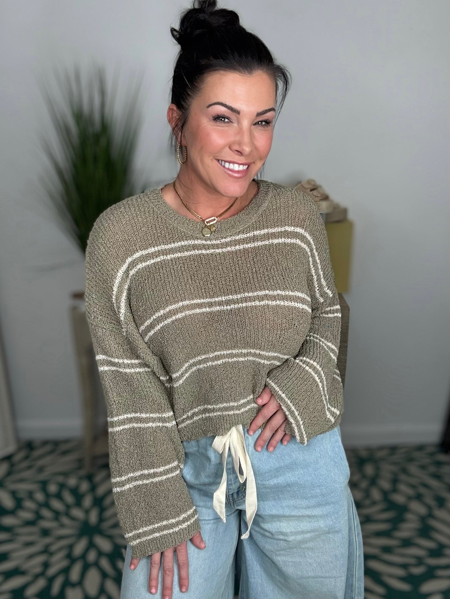 Match Point Knit Top- Olive