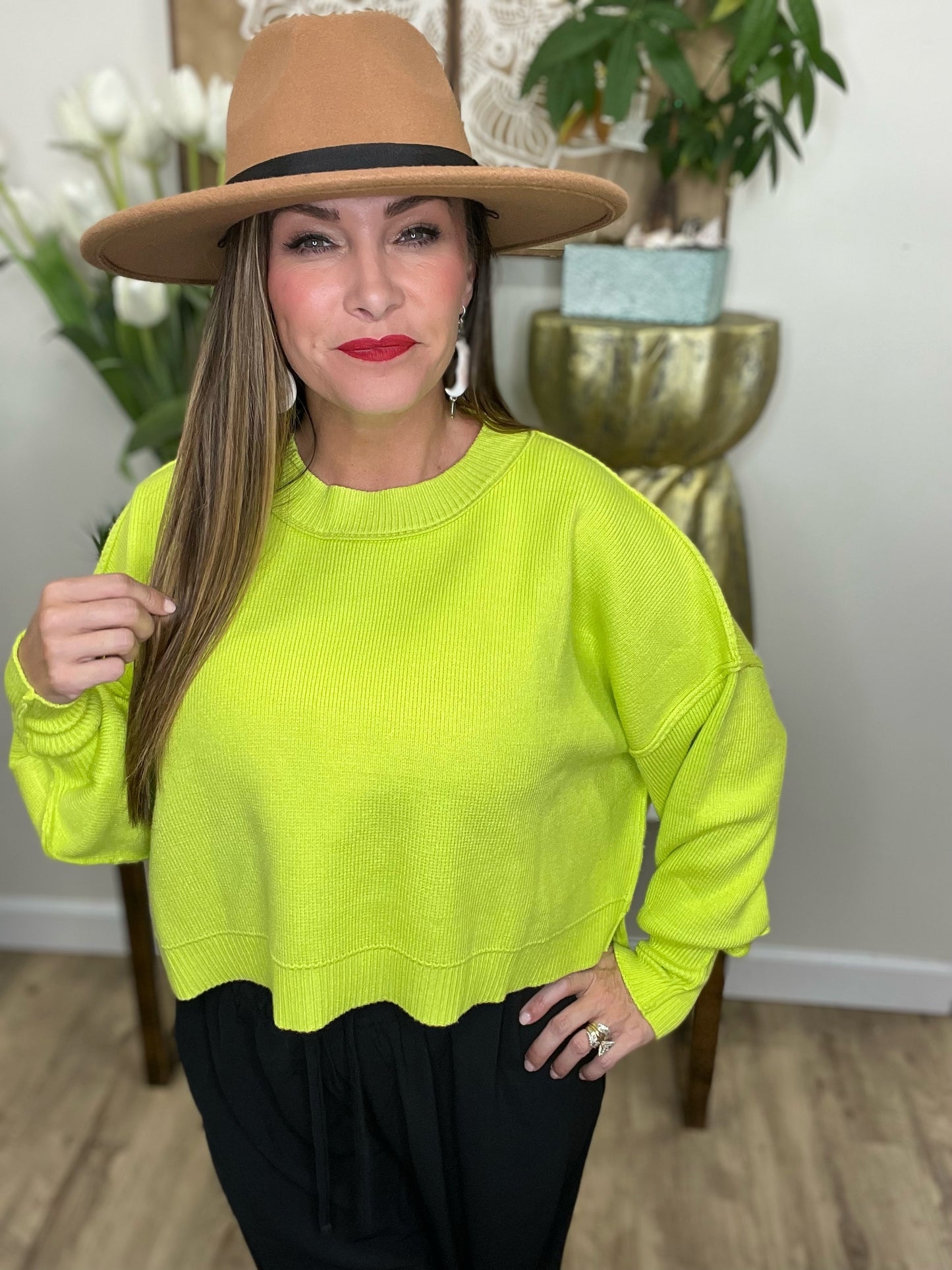 Catalina Pullover Sweater- 6 Colors (Lime, Black, White, Blue, Red Orange, Beige)