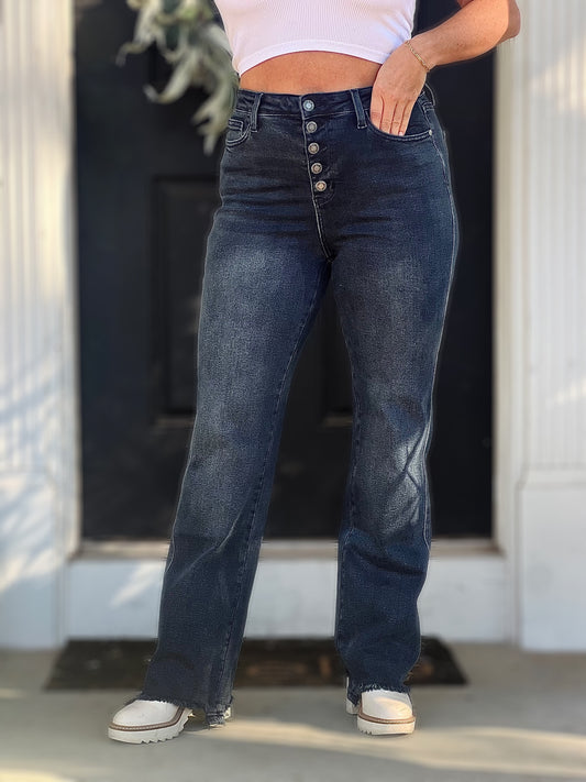 **Size 9 & 11 The Isabel- Button Fly Judy Blue Straight Leg Jeans