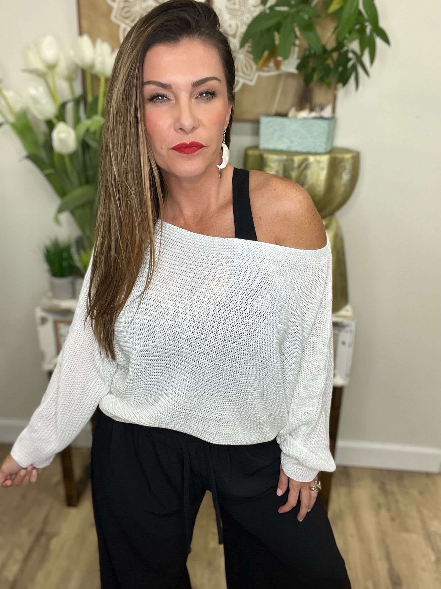 Dolman Days Sweater- 2 Colors (White, Gray)
