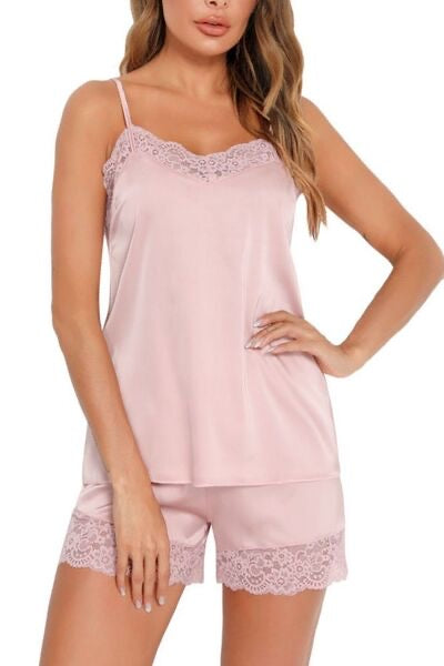 Lace Cami & Shorts Lounge Set- 5 Colors (Black, White, Wine, Navy, Blush)