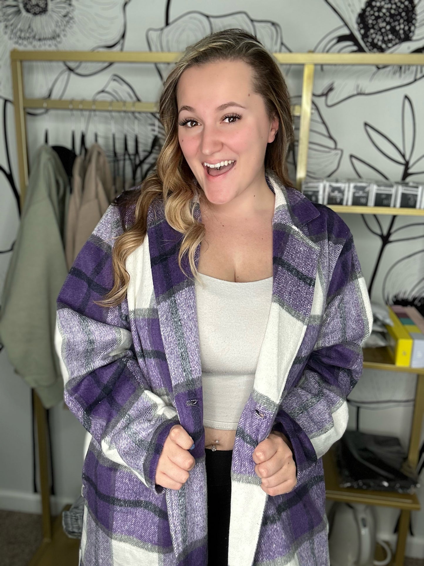 Business Days Coat- 8 Colors (Pink, Blue, Green, Black, Red, Plaid, Violet)
