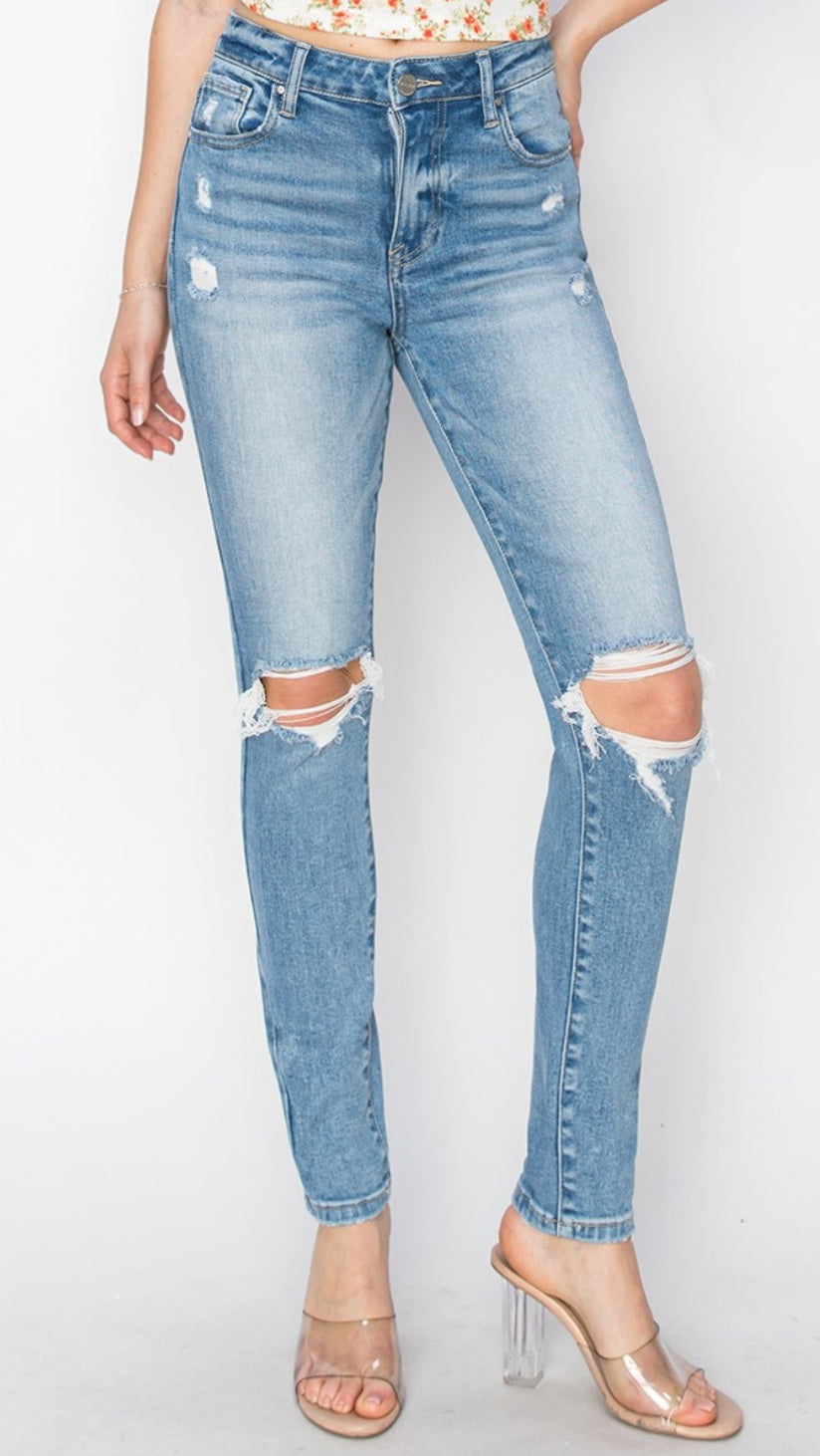 **Size 3XL High Rise Distressed Knee Skinny Risen Jeans rdp5559x