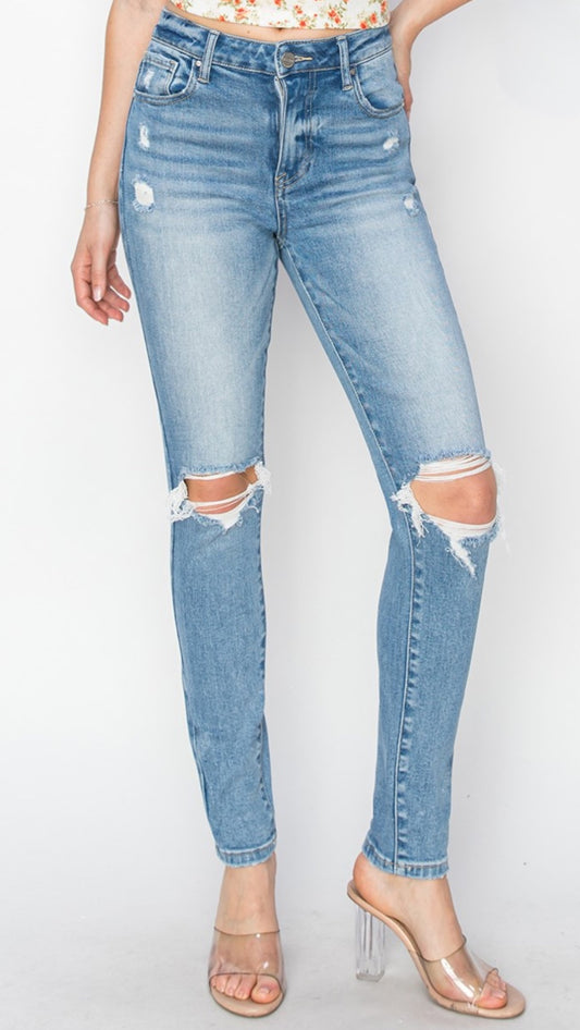 **Size 3XL High Rise Distressed Knee Skinny Risen Jeans rdp5559x