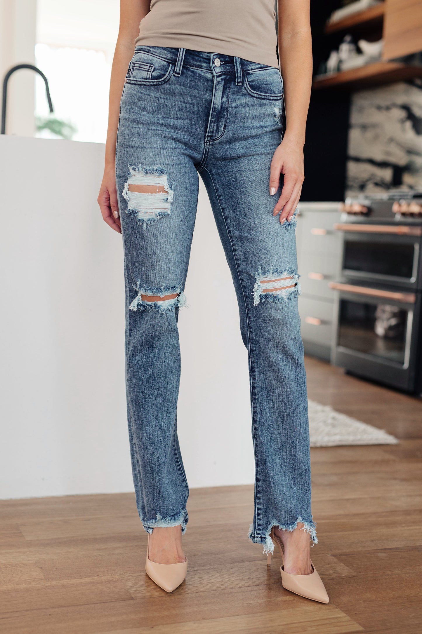 The Dawn- Destroyed Straight Leg Judy Blue Jeans