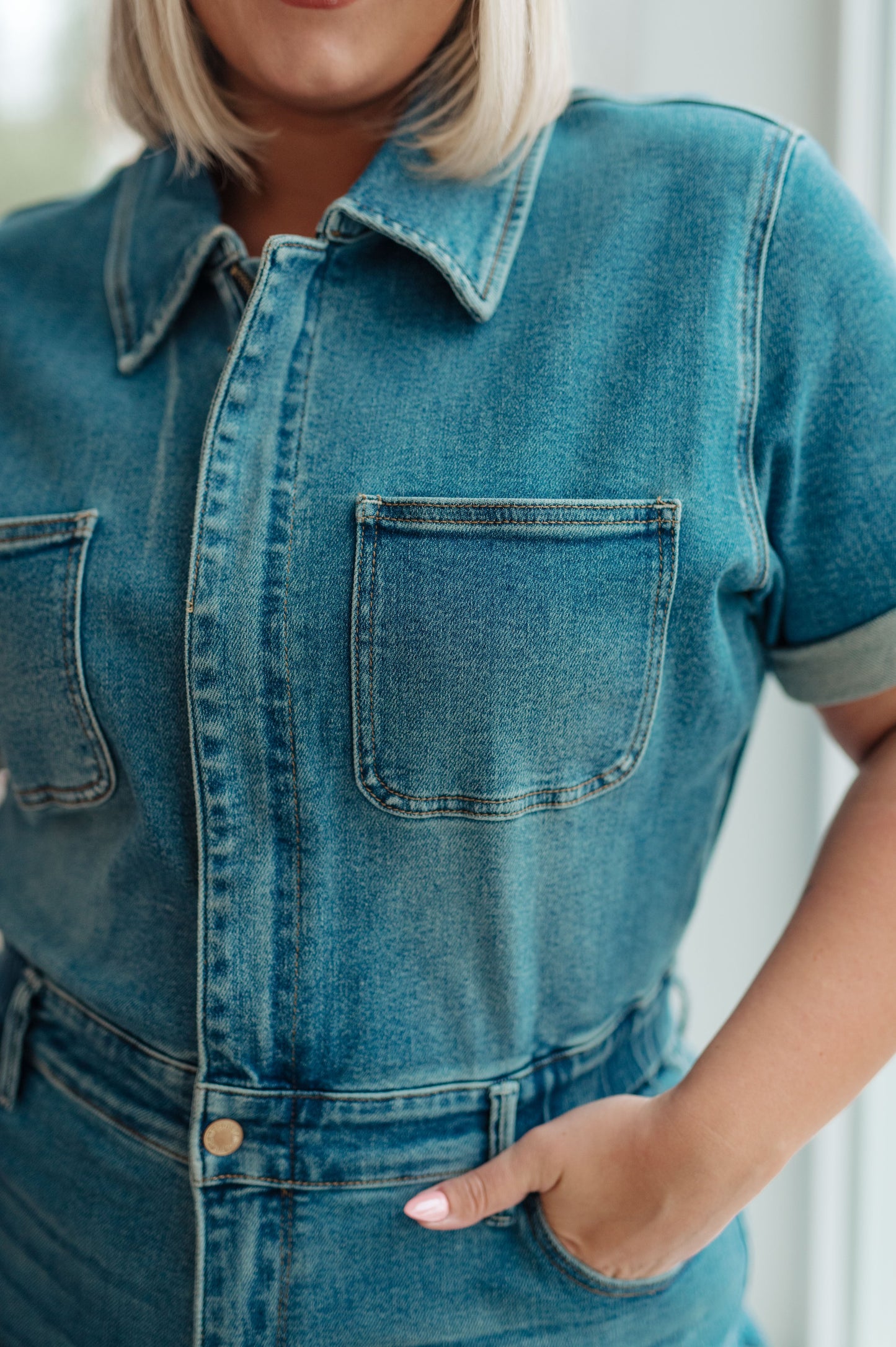 The Vanessa- Short Sleeve Judy Blue Jumpsuit