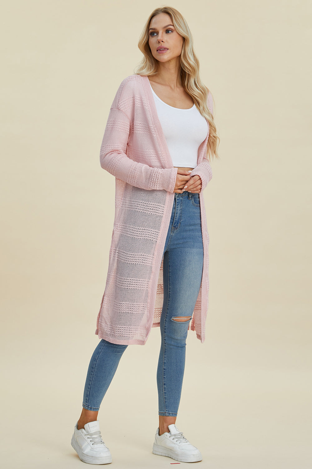 Open Front Longline Cardigan- 4 Colors (Multicolor, Blush, Black, White)