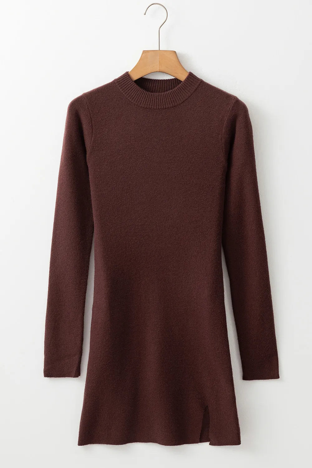 Sweater Weather Mock Neck Dress- Chocolate