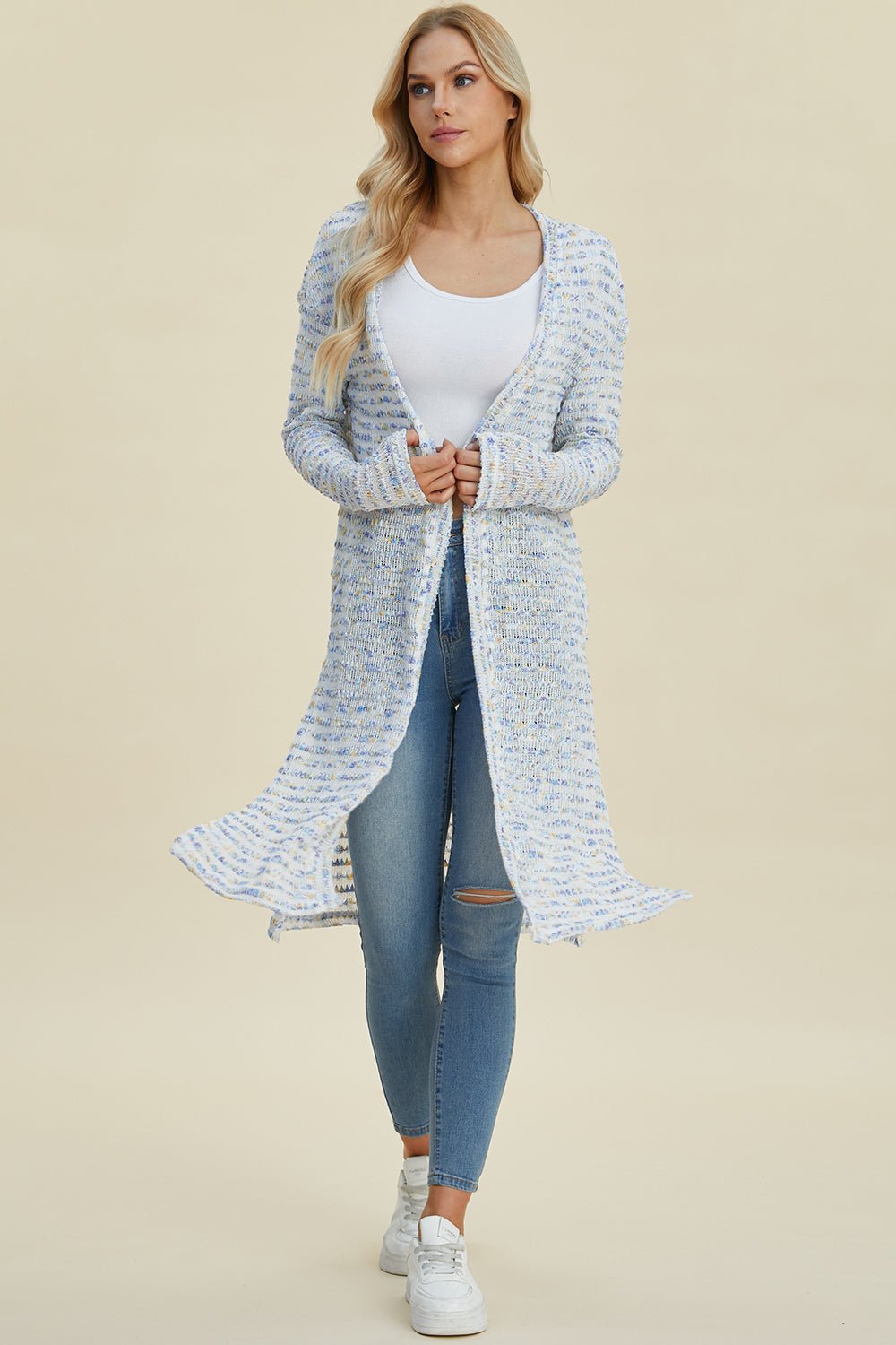 Open Front Longline Cardigan- 4 Colors (Multicolor, Blush, Black, White)