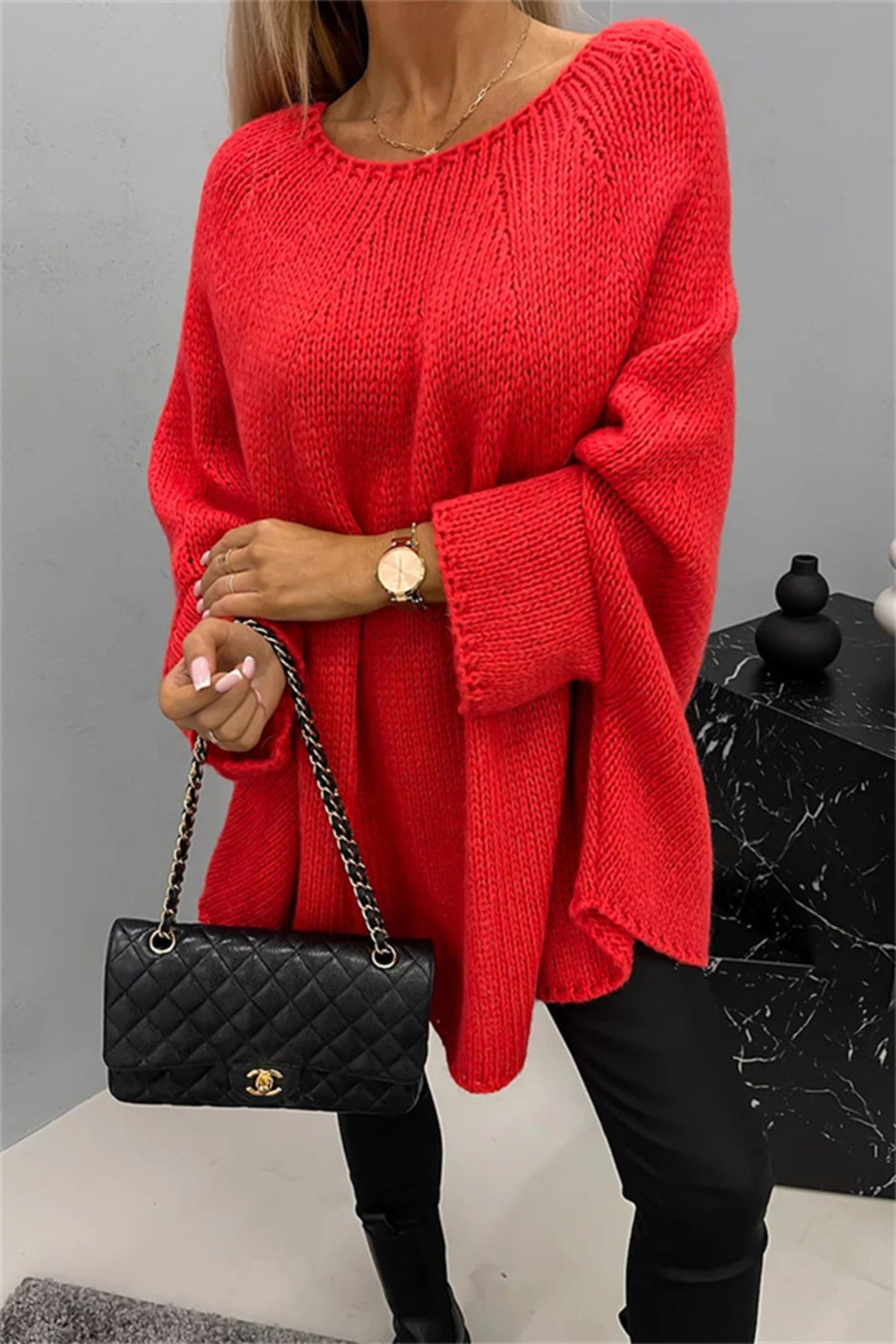 Batwing Sleeve Sweater- 5 Colors (Cream, Khaki, Deep Red, Blush, Gray)