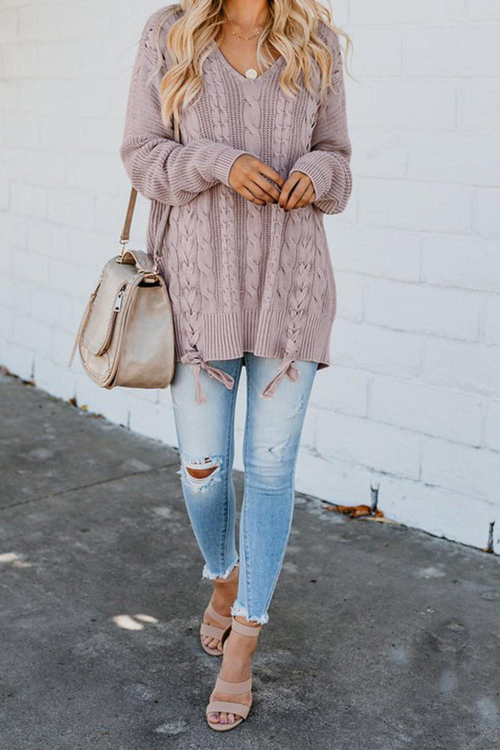 Lace Me Up V-Neck Sweater