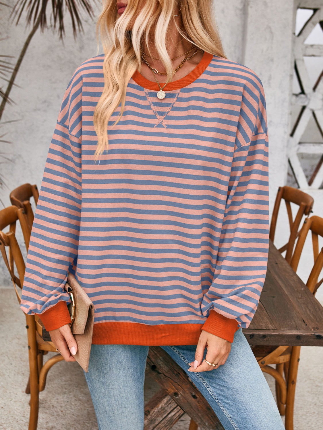 12 Colors- Lovelet Striped Sweatshirt