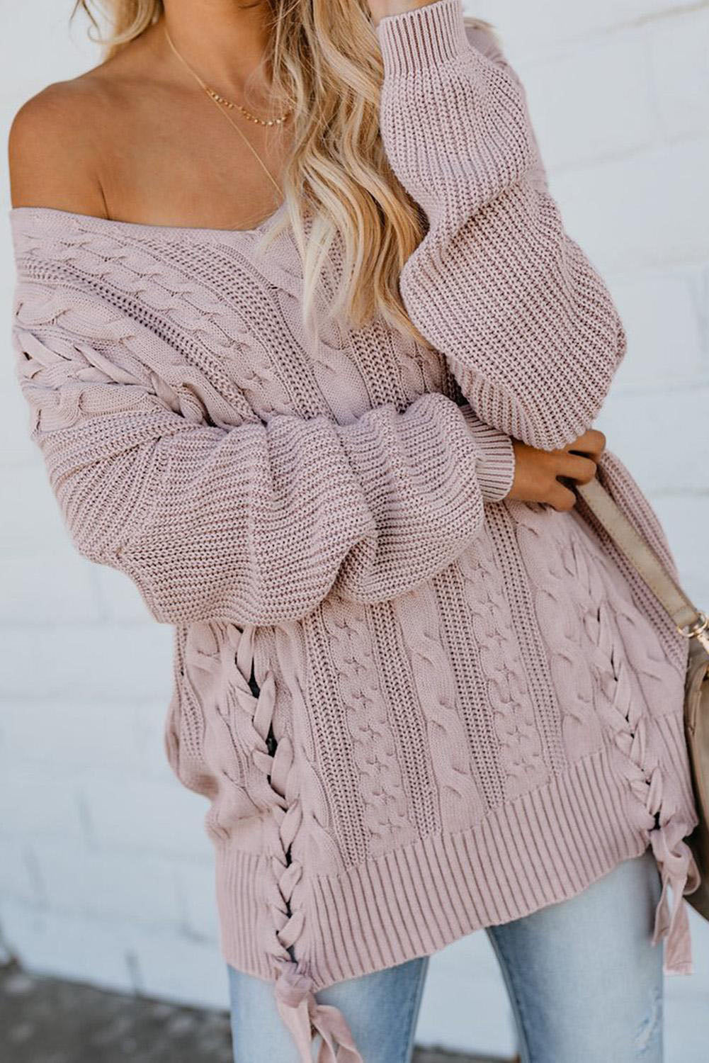 Lace Me Up V-Neck Sweater
