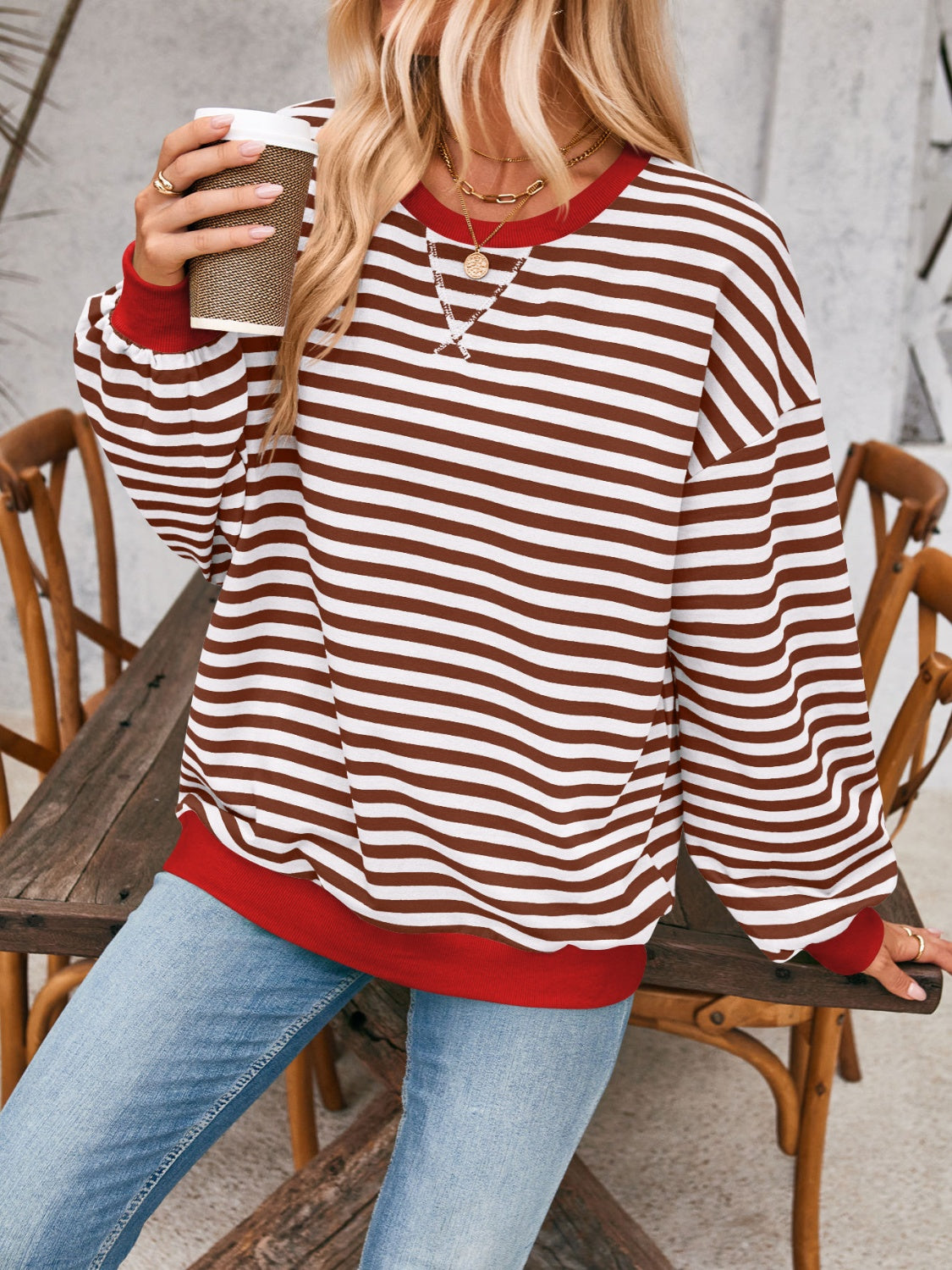 12 Colors- Lovelet Striped Sweatshirt
