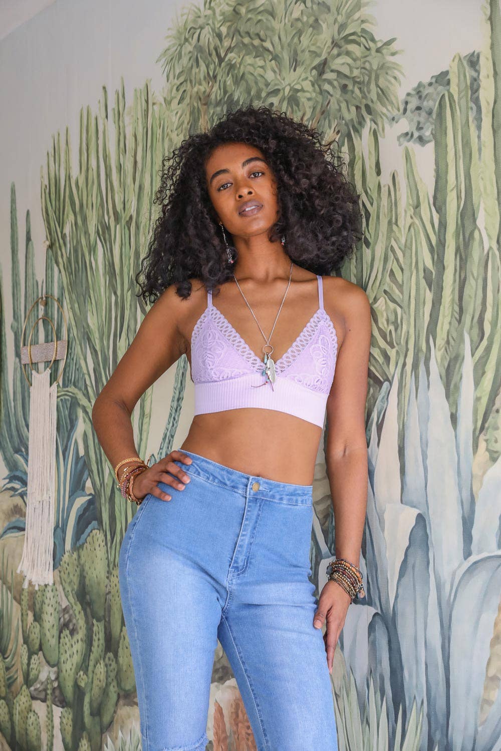 Lace Longline Seamless Bralette - Rust