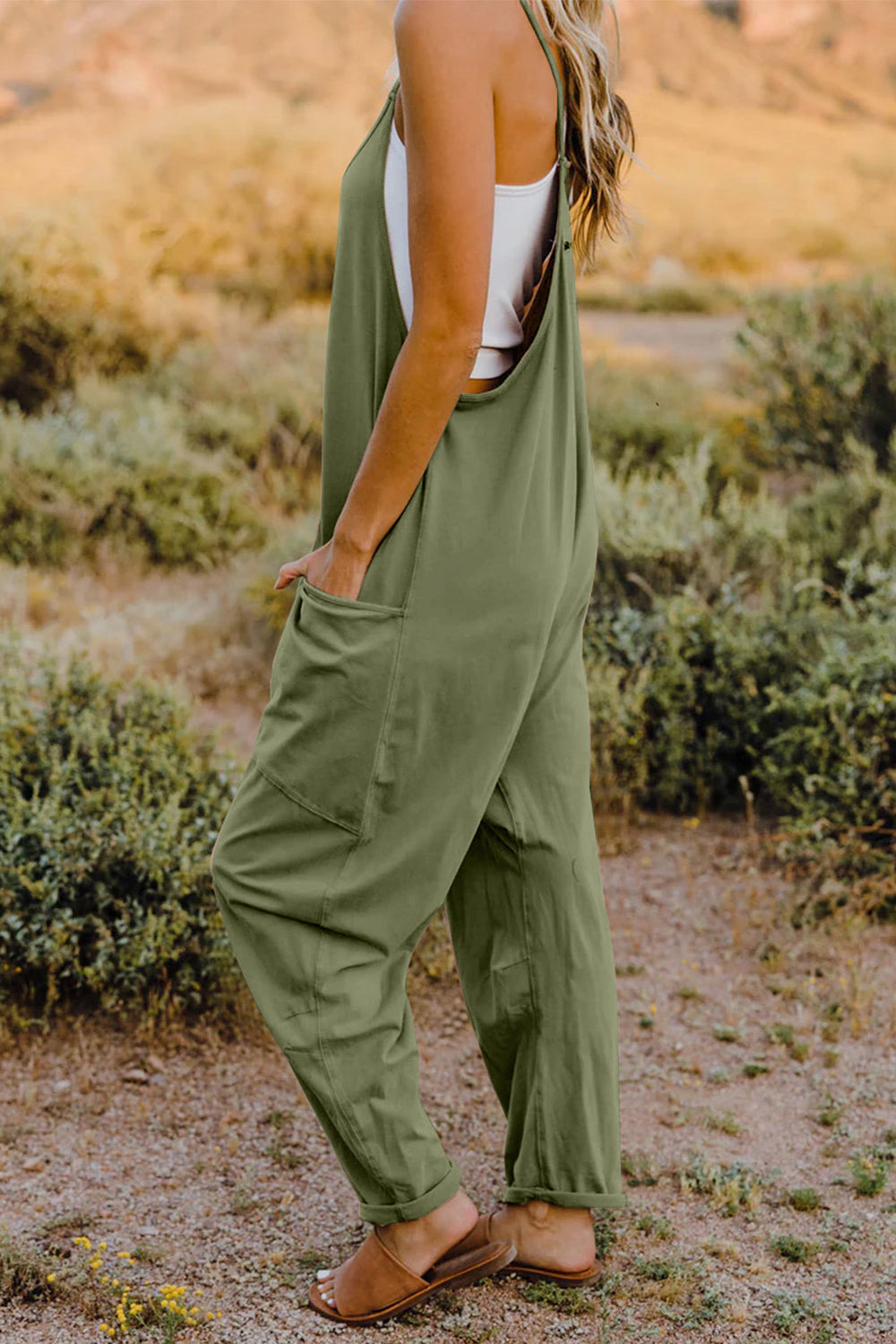 Cool Nights V-Neck Jumpsuit with Pockets- 6 Colors (Black, Army Green, Gray, Blue, Khaki, Navy)