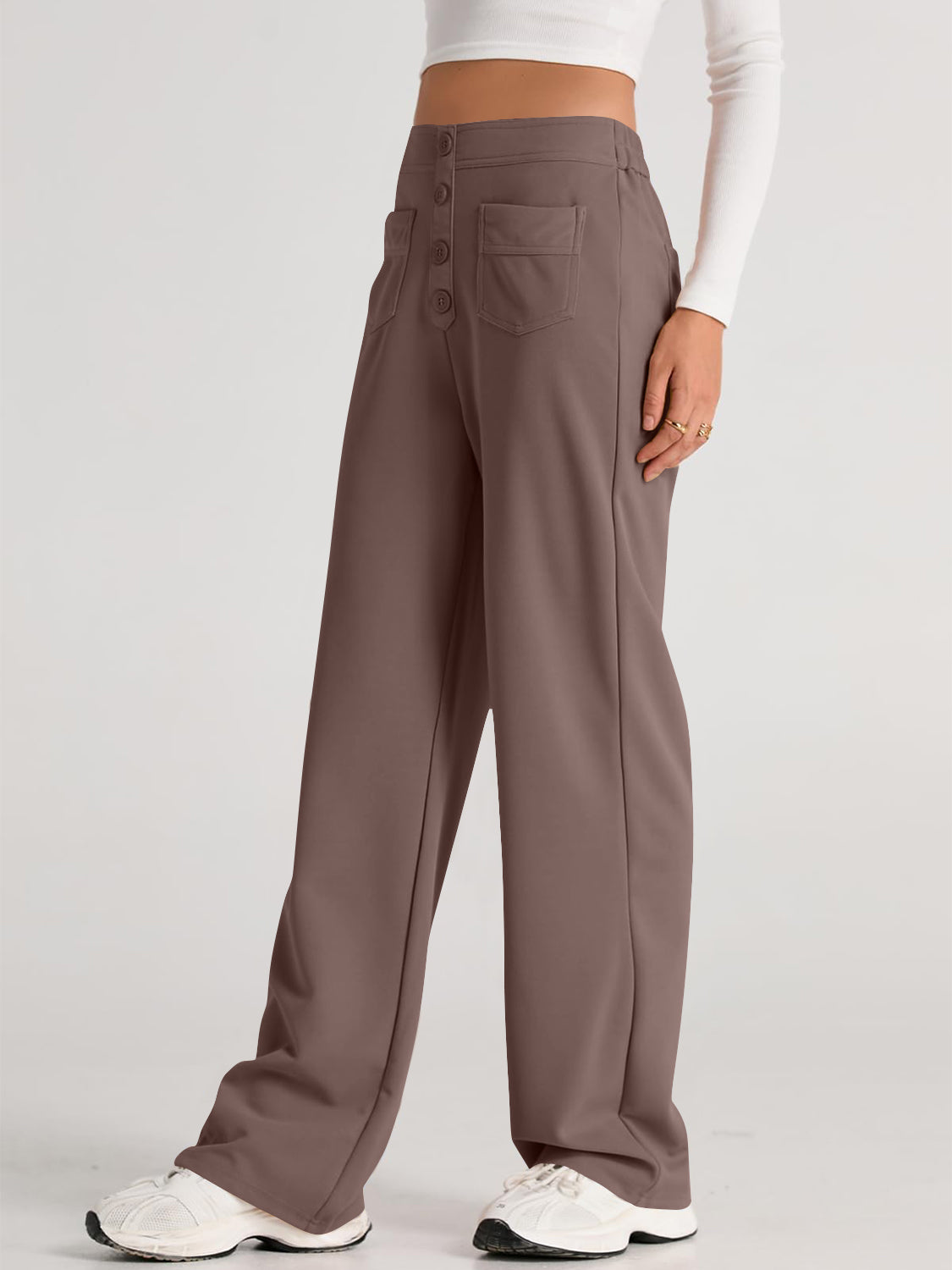 Errand Mom Wide Leg Pants- 8 Colors ( Black, Grey, White, Camel, Khaki, Caramel, Army Green, Gum Leaf)