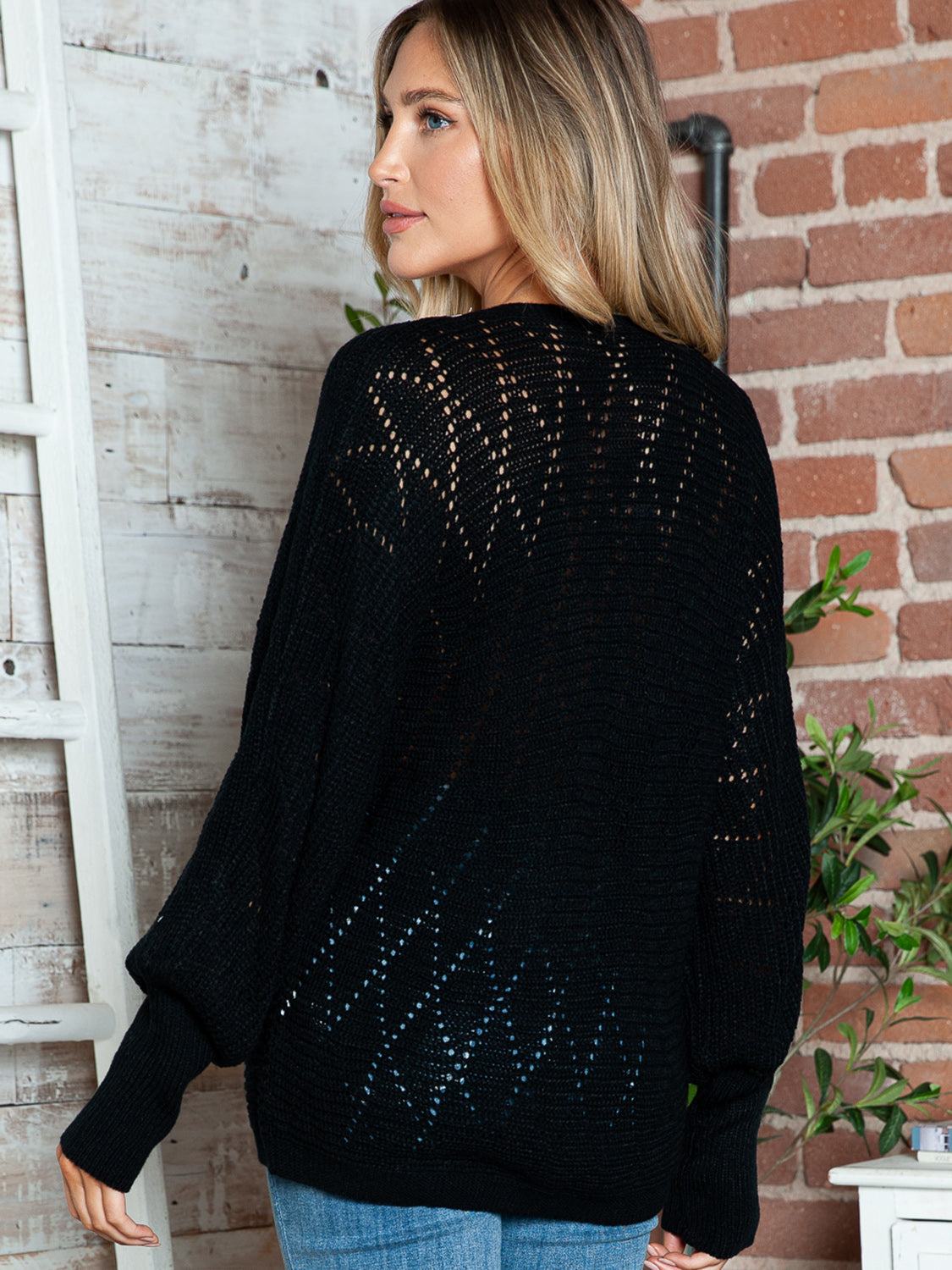 Lace Detail V-Neck Sweater- 3 Colors (Black, Brown, White)