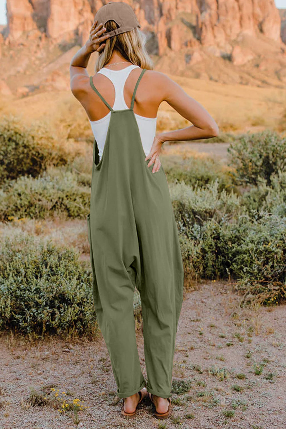 Cool Nights V-Neck Jumpsuit with Pockets- 6 Colors (Black, Army Green, Gray, Blue, Khaki, Navy)