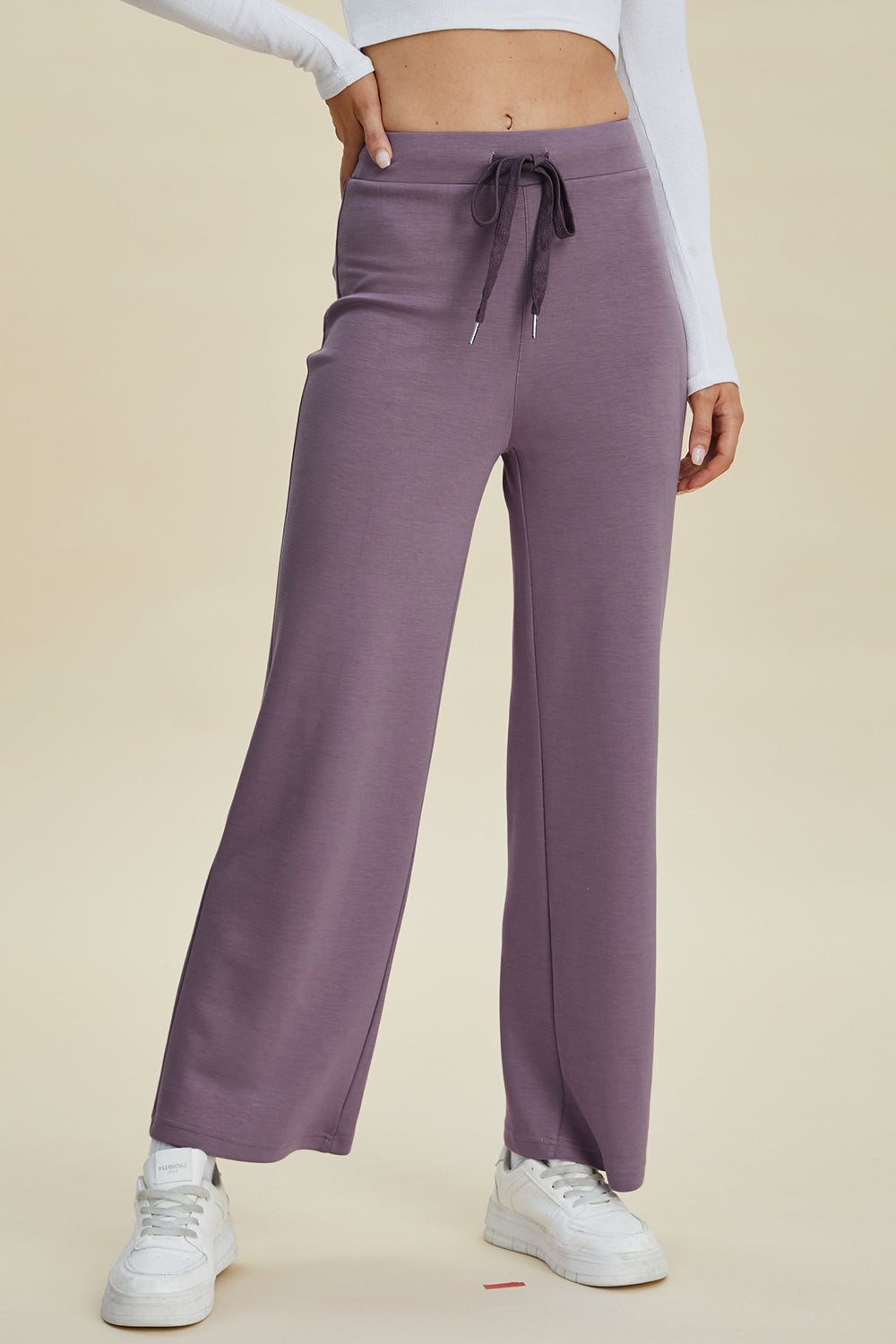 Air Scuba Drawstring Wide Leg Pants- 4 Colors (Mauve, Blue, Moonlit, Black)