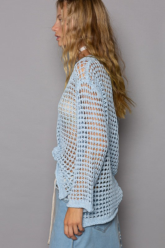 POL Perfectly Knit Top- Light Blue