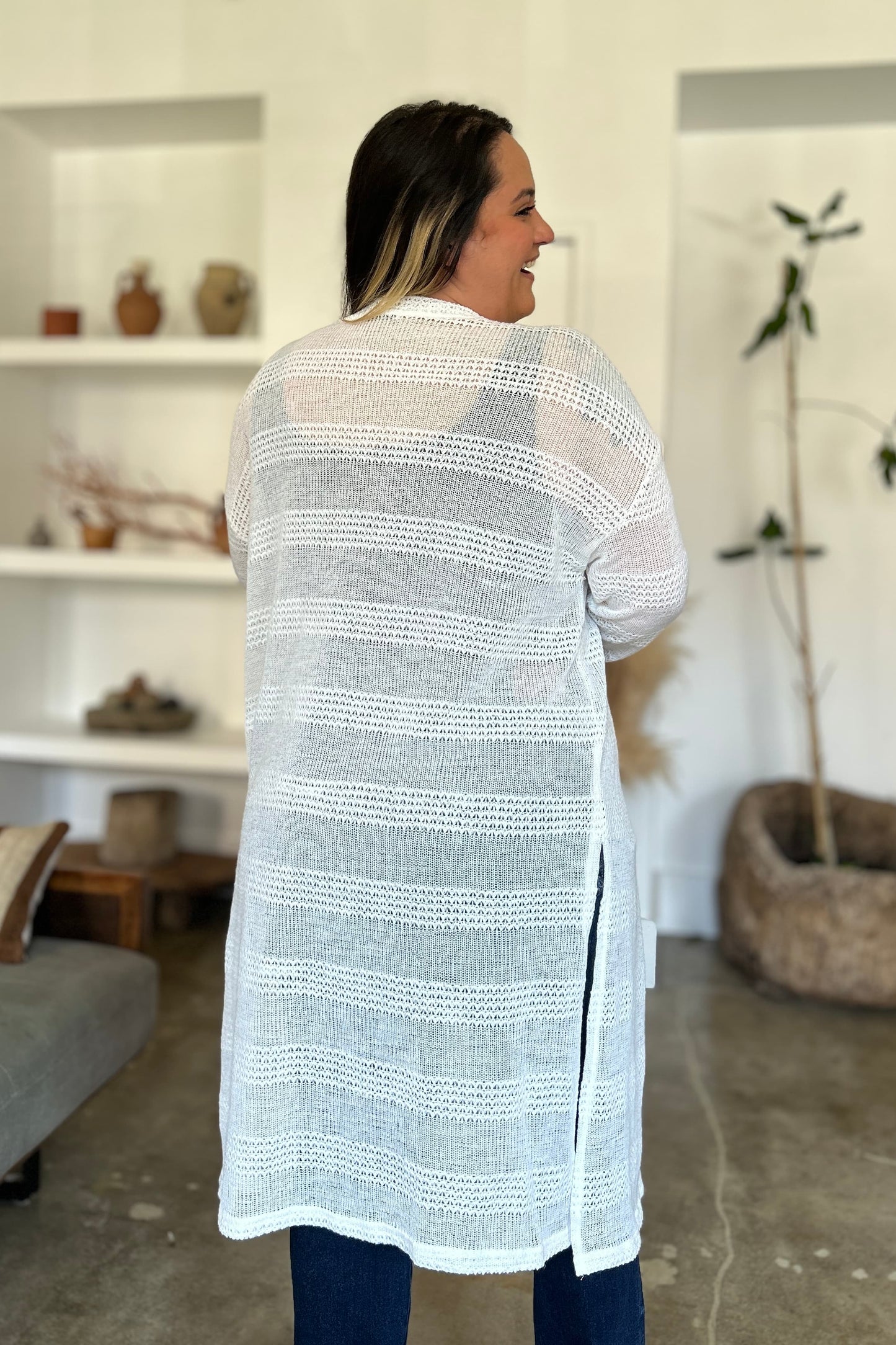 Open Front Longline Cardigan- 4 Colors (Multicolor, Blush, Black, White)