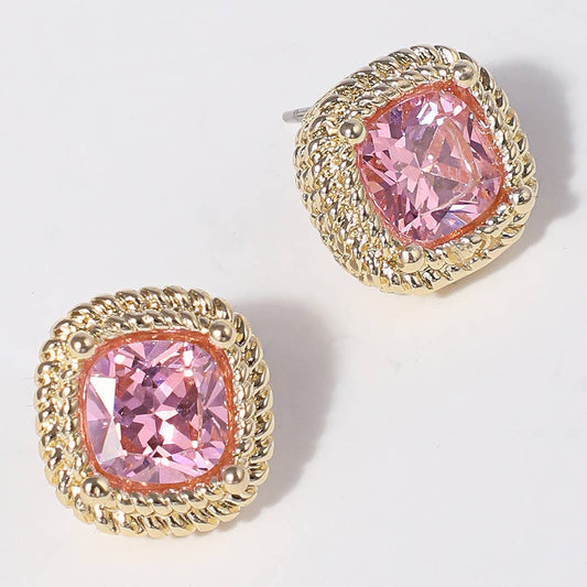 Basic B Stud Earrings- Pretty in Pink
