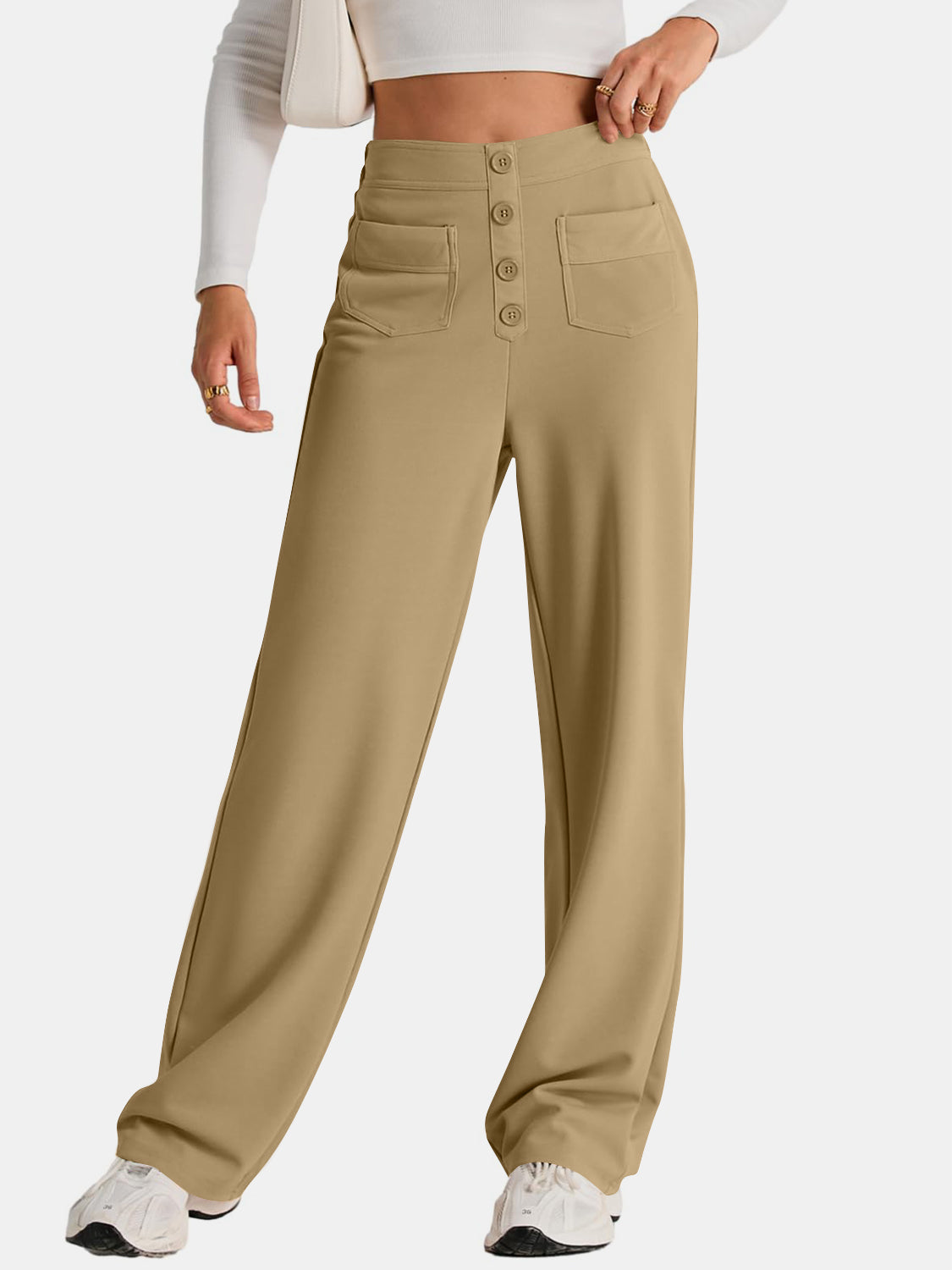 Errand Mom Wide Leg Pants- 8 Colors ( Black, Grey, White, Camel, Khaki, Caramel, Army Green, Gum Leaf)
