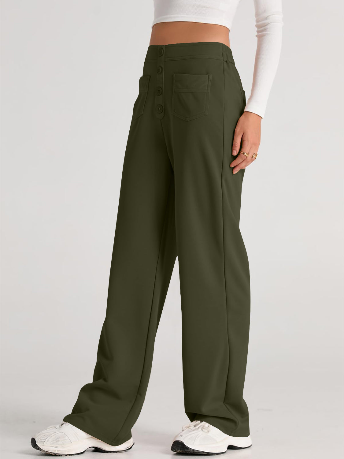 Errand Mom Wide Leg Pants- 8 Colors ( Black, Grey, White, Camel, Khaki, Caramel, Army Green, Gum Leaf)