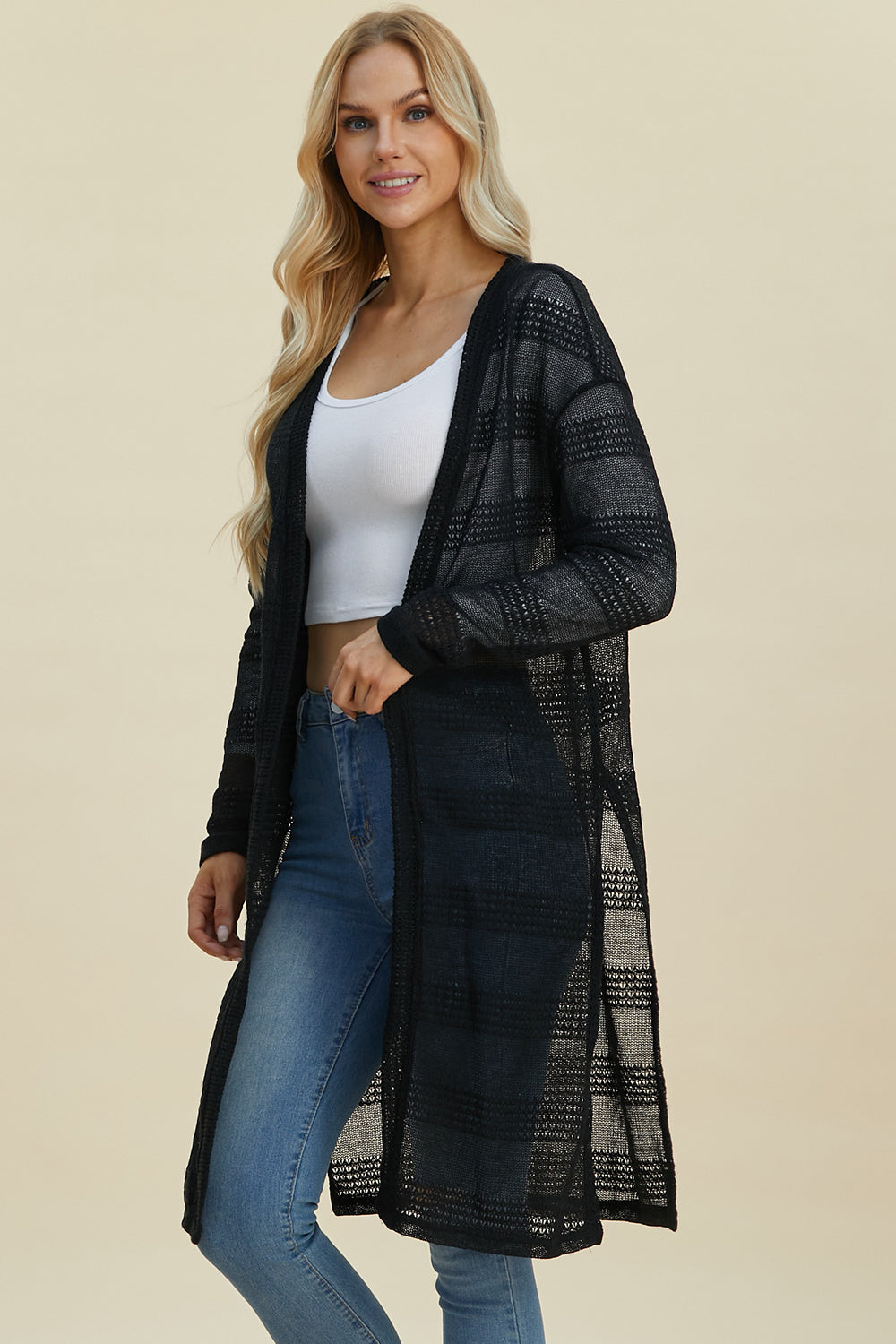 Open Front Longline Cardigan- 4 Colors (Multicolor, Blush, Black, White)