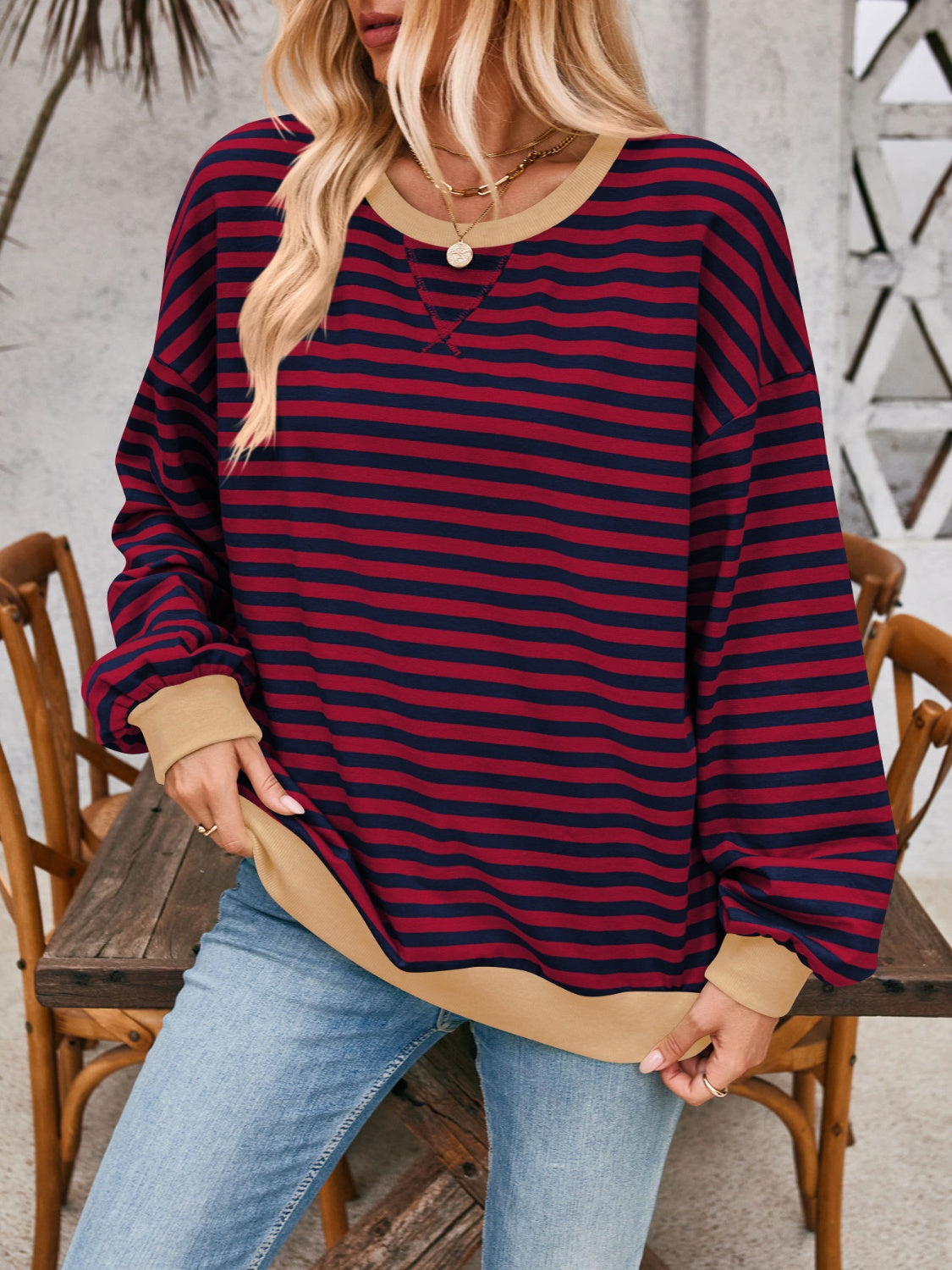 12 Colors- Lovelet Striped Sweatshirt