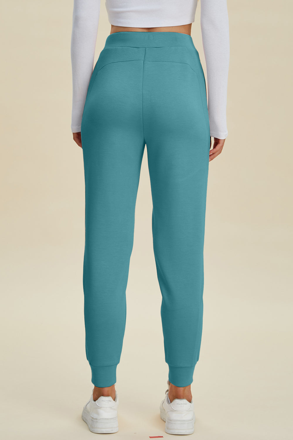 Air Scuba Drawstring High Waist Joggers- 4 Colors (Black, Caramel, Coral, Teal)