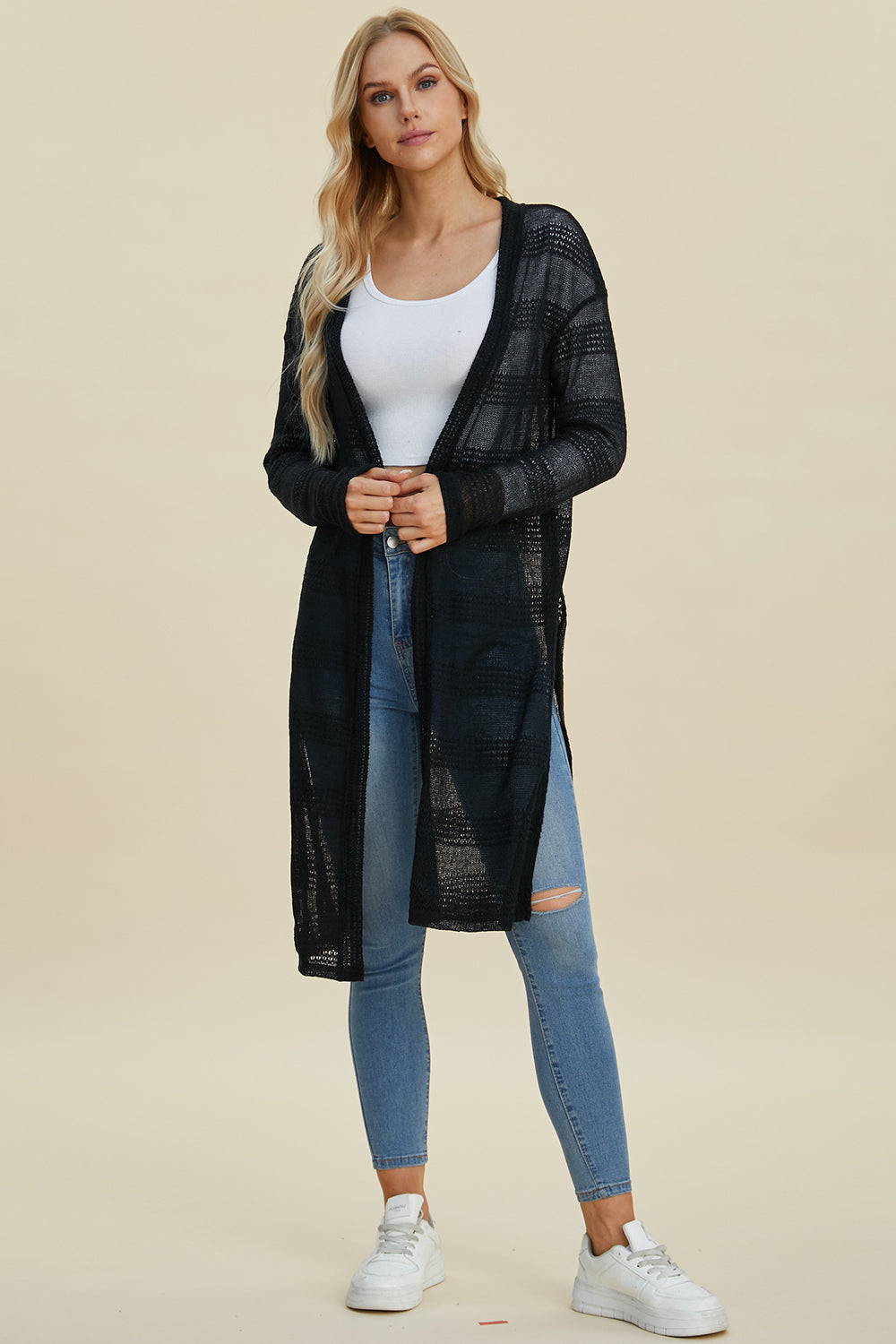 Open Front Longline Cardigan- 4 Colors (Multicolor, Blush, Black, White)