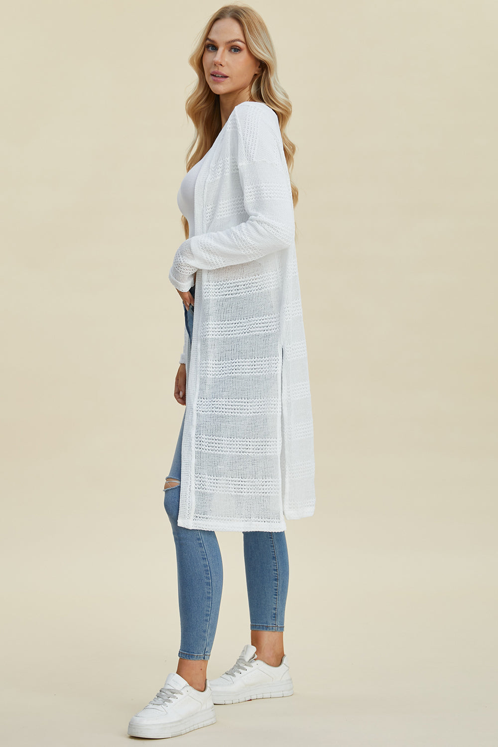 Open Front Longline Cardigan- 4 Colors (Multicolor, Blush, Black, White)